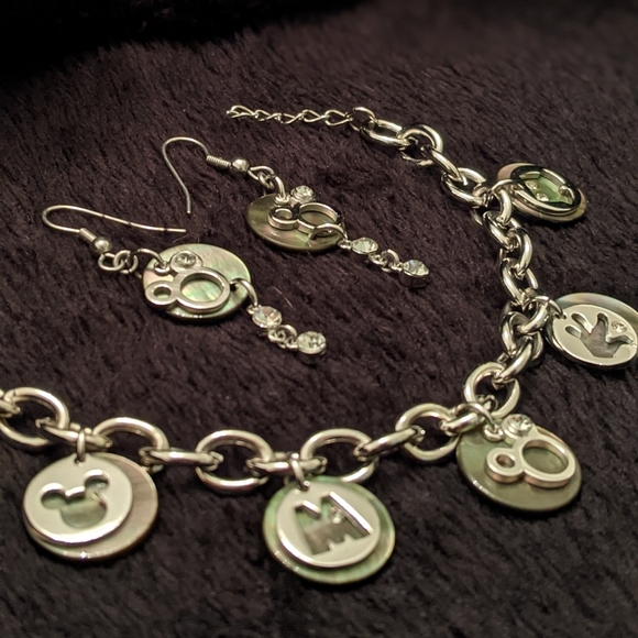 Matching Set: Mickey Charm Bracelet and Earrings - Picture 1 of 2